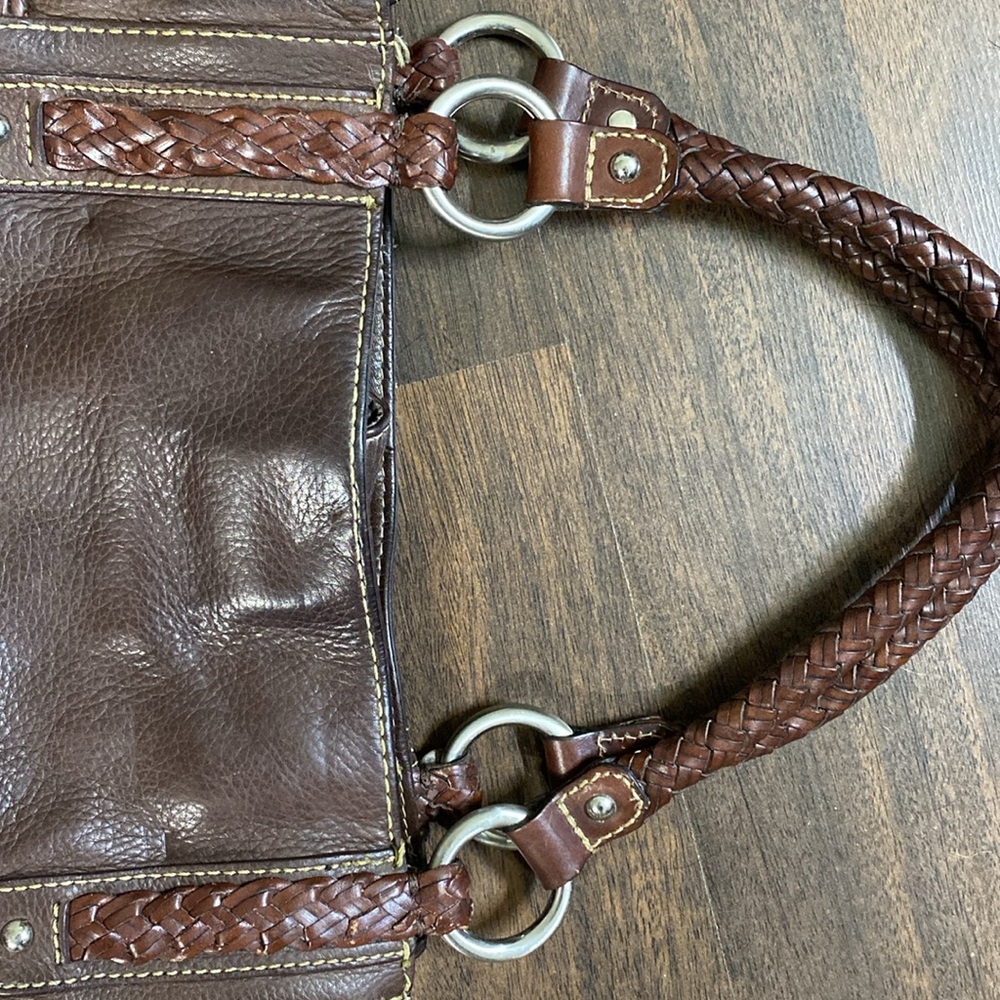 Fossil Vintage Dark Brown Braided Handles Shoulder Bag - Picture 16 of 16